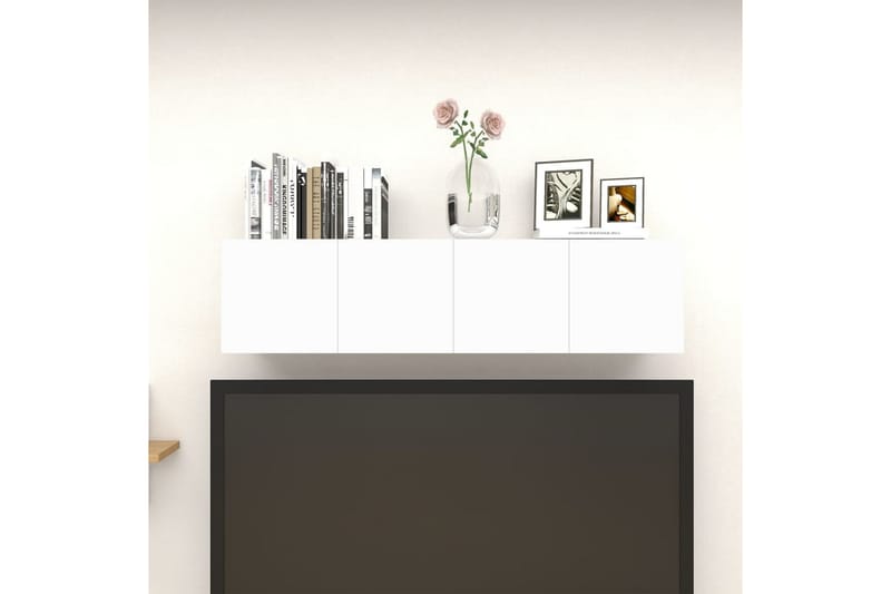 væghængte tv-skabe 4 stk. 30,5x30x30 cm hvid og sonoma-eg - Beige - Møbler - TV borde & mediemøbler - TV-borde