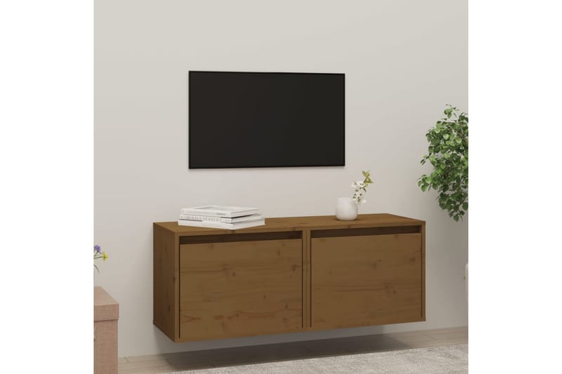 vægskabe 2 stk. 45x30x35 cm massivt fyrretræ honningbrun - Brun - Møbler - TV borde & mediemøbler - TV-borde