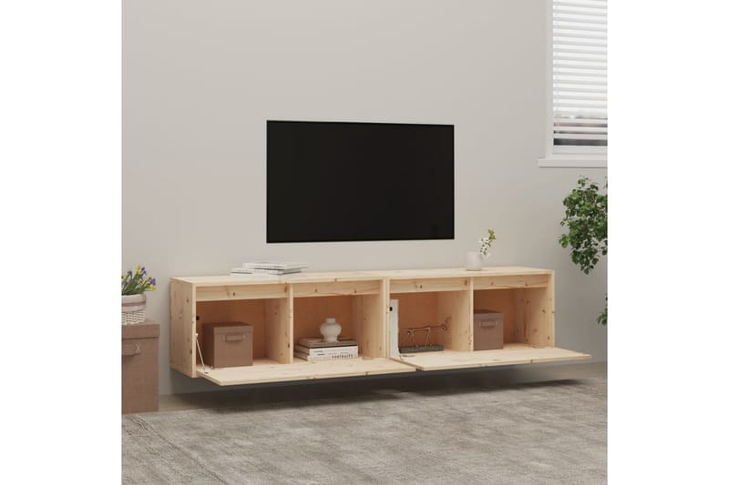 vægskabe 2 stk. 80x30x35 cm massivt fyrretræ - Brun - Møbler - TV borde & mediemøbler - TV-borde