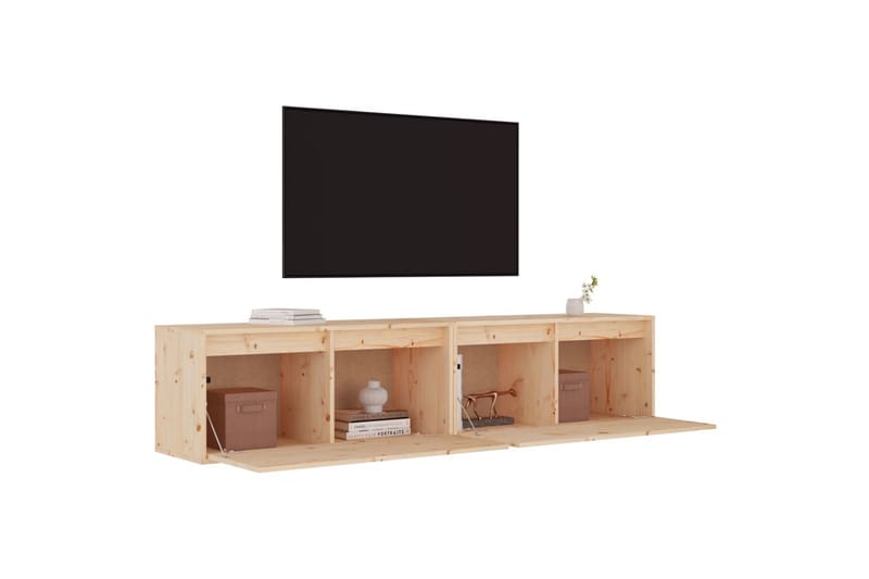 vægskabe 2 stk. 80x30x35 cm massivt fyrretræ - Brun - Møbler - TV borde & mediemøbler - TV-borde