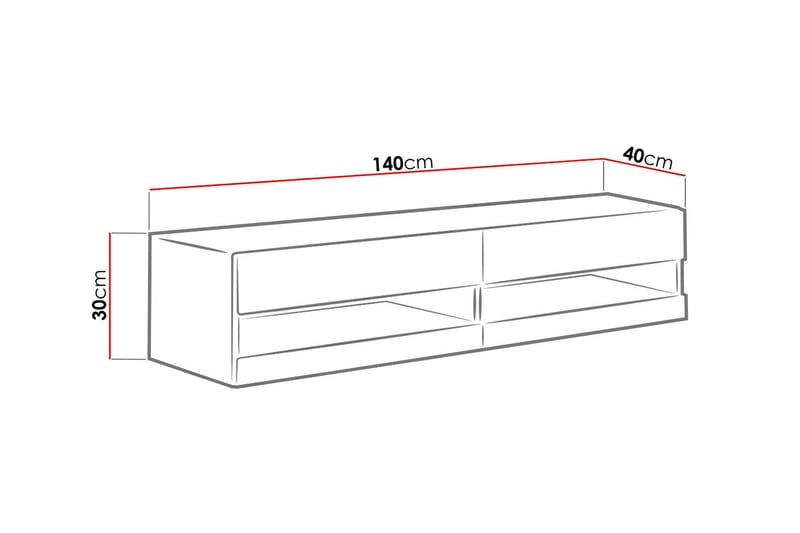 Vasil tv-bord 140x40x30 cm - Grå - Møbler - TV borde & mediemøbler - TV-borde