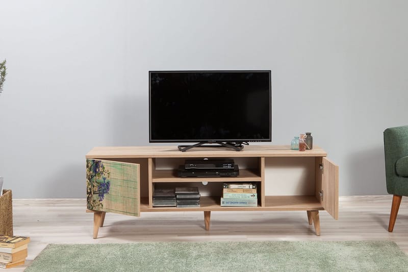 Vellavie TV-Bord 140 cm Kirsebærblomst - Brun/Grøn - Møbler - TV borde & mediemøbler - TV-borde