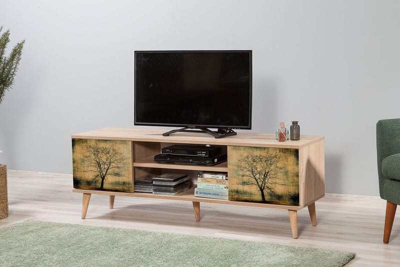 Vellavie TV-Bord 140 cm Træsilhuet - Grøn/Brun - Møbler - TV borde & mediemøbler - TV-borde