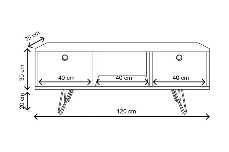 Yaren TV-bord 120 cm - Hvid - TV-borde