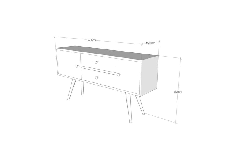 Zange TV-Bænk 122 cm - Hvid/Valnød - TV-borde