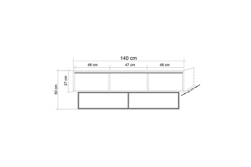 Zefiria TV-bord 140 cm - Mørkebrun/Sort - Møbler - TV borde & mediemøbler - TV-borde