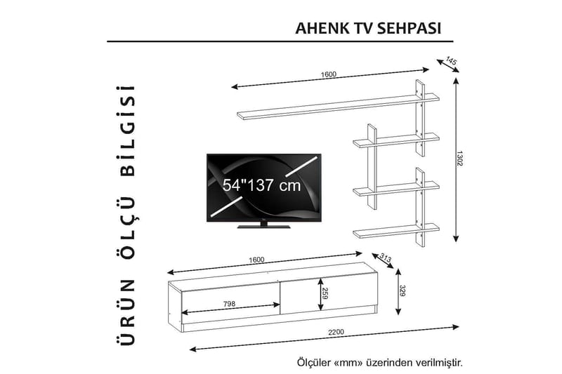 Alingca TV-Bord med væghylde - Hvid - Møbler - TV borde & mediemøbler - Tv-møbelsæt