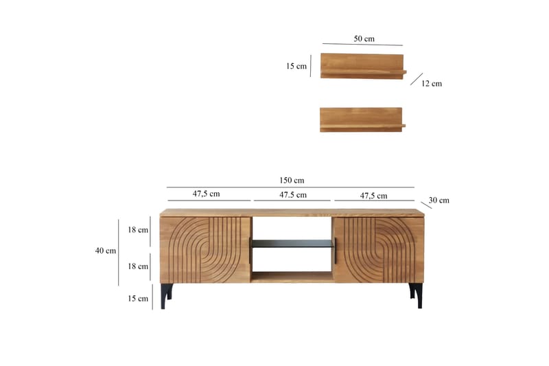 Andifli TV-møbelsæt 50x15 cm - Brun - Møbler - TV borde & mediemøbler - Tv-møbelsæt