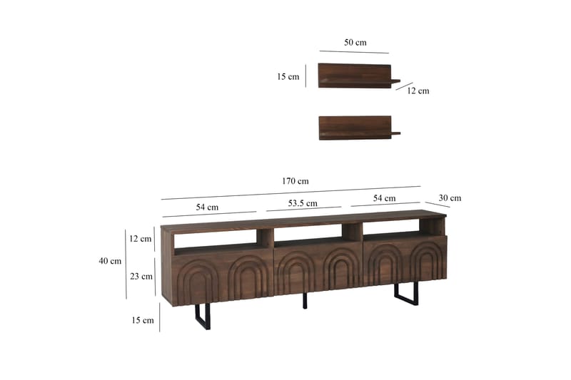 Andifli TV-møbelsæt 50x15 cm - Brun - Tv-møbelsæt