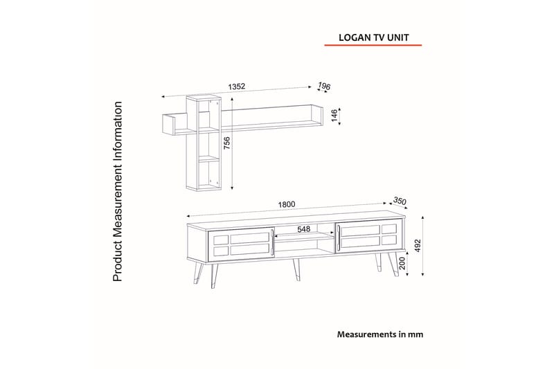 Delevan TV-Møbelsæt 180 cm - Mørkebrun - Møbler - TV borde & mediemøbler - Tv-møbelsæt