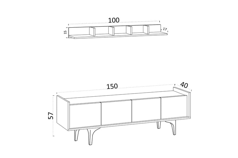 Desgrar TV-møbelsæt 150x57 cm - Hvid - Møbler - TV borde & mediemøbler - Tv-møbelsæt