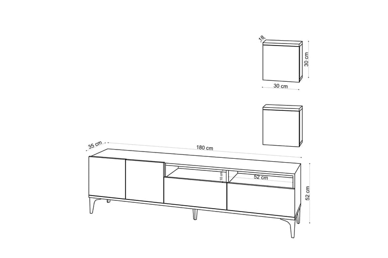 Huesca TV-Møbelsæt 180 cm - Natur / sort - Møbler - TV borde & mediemøbler - Tv-møbelsæt