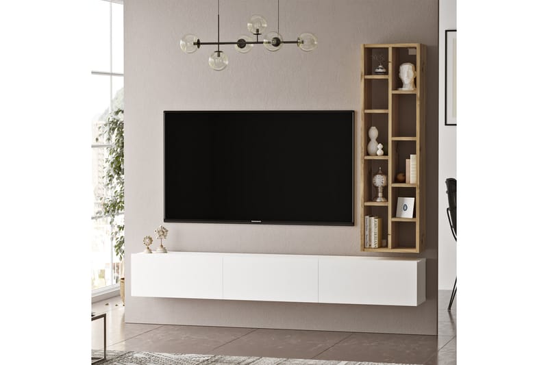 Lozyno TV-møbel Møbelsæt 175 cm - Natur / hvid - Tv-møbelsæt