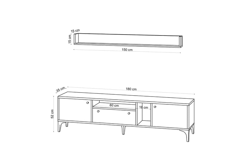 Meriadec TV-Møbelsæt 150 cm - Natur / sort - Møbler - TV borde & mediemøbler - Tv-møbelsæt