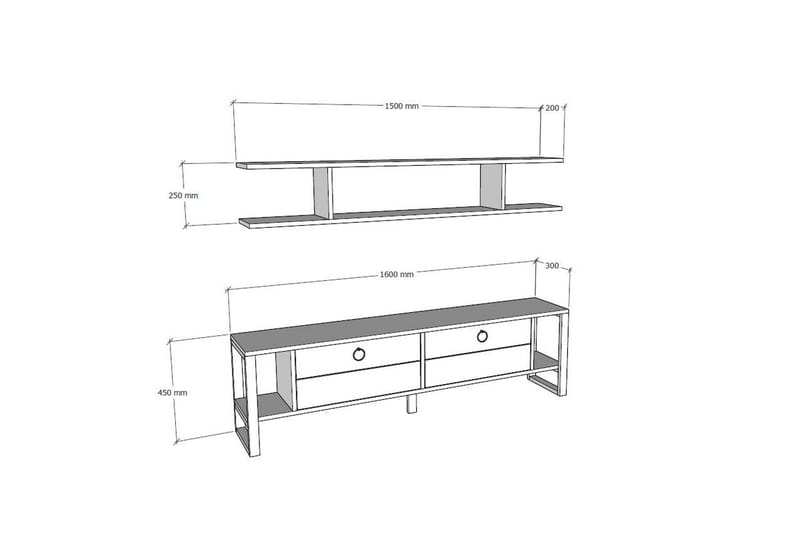 Rinorea TV-møbelsæt 160x45 cm - Blå - Møbler - TV borde & mediemøbler - Tv-møbelsæt