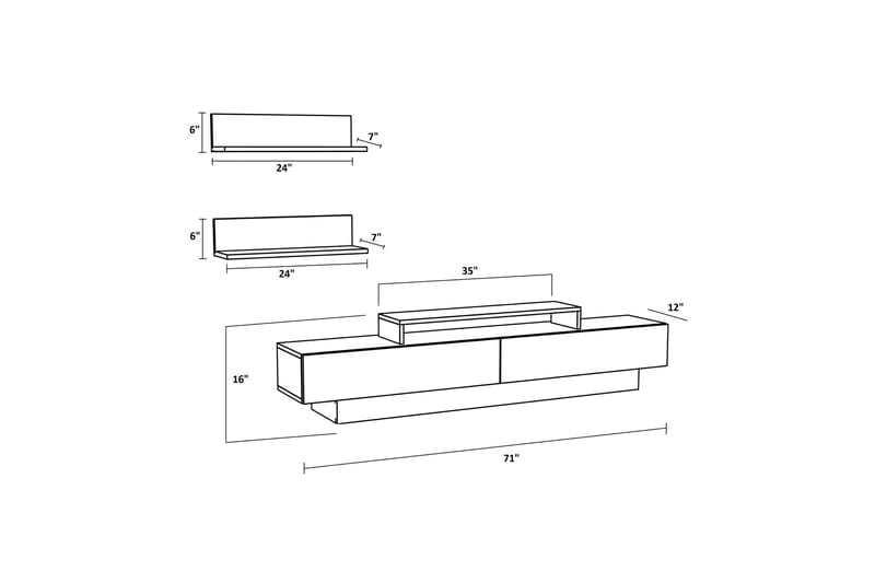 Rinorea TV-møbelsæt 180x40 cm - Hvid - Møbler - TV borde & mediemøbler - Tv-møbelsæt