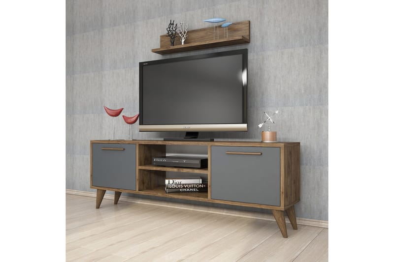 Tv-enhed Valnød | Antracit - Tv-møbelsæt