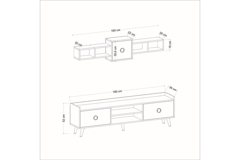 Velimel TV-møbel Møbelsæt 180 cm - Natur / sort - Møbler - TV borde & mediemøbler - Tv-møbelsæt