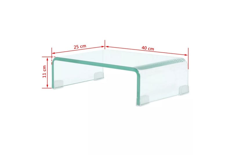 Tv-Bord/Monitorstander Klar Glas 40X25X11 Cm - gennemsigtig - Møbler - TV borde & mediemøbler - TV-reol