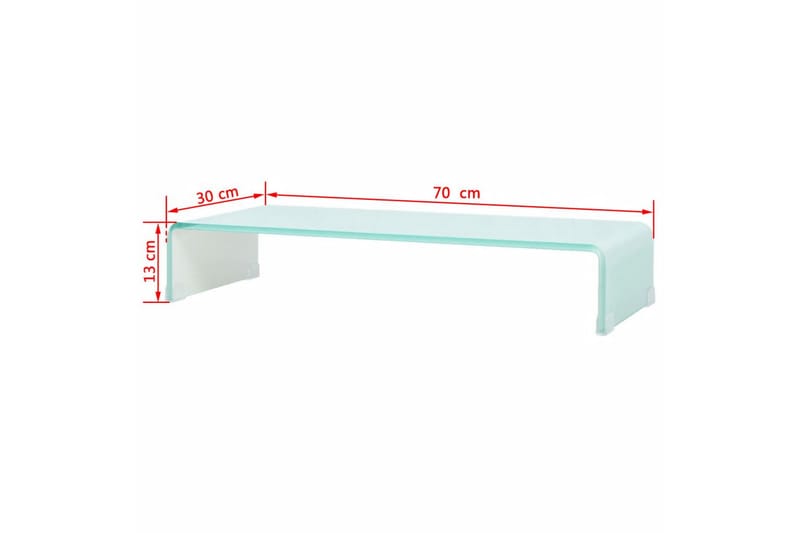 Tv-Stander/Monitorstand Hvidt Glas 70X30X13 Cm - Hvid - Møbler - TV borde & mediemøbler - TV-reol