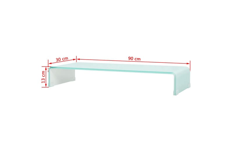 Tv-Stander/Monitorstand Hvidt Glas 90X30X13 Cm - Hvid - Møbler - TV borde & mediemøbler - TV-reol