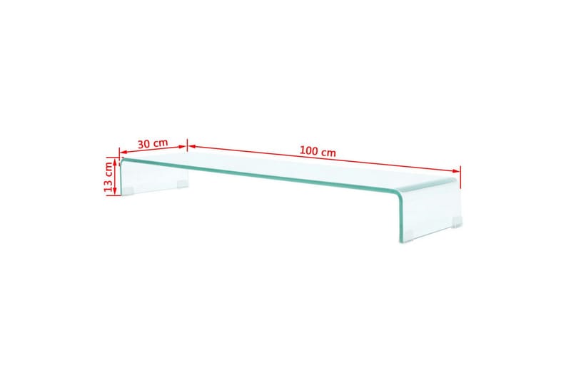 Tv-Stander/Monitorstand Klart Glas 100X30X13 Cm - gennemsigtig - Møbler - TV borde & mediemøbler - TV-reol