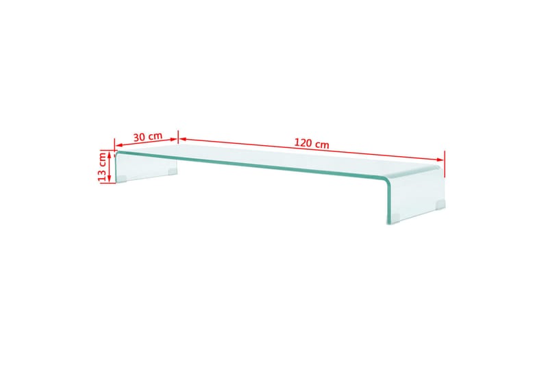 Tv-Stander/Monitorstand Klart Glas 120X30X13 Cm - gennemsigtig - TV-reol