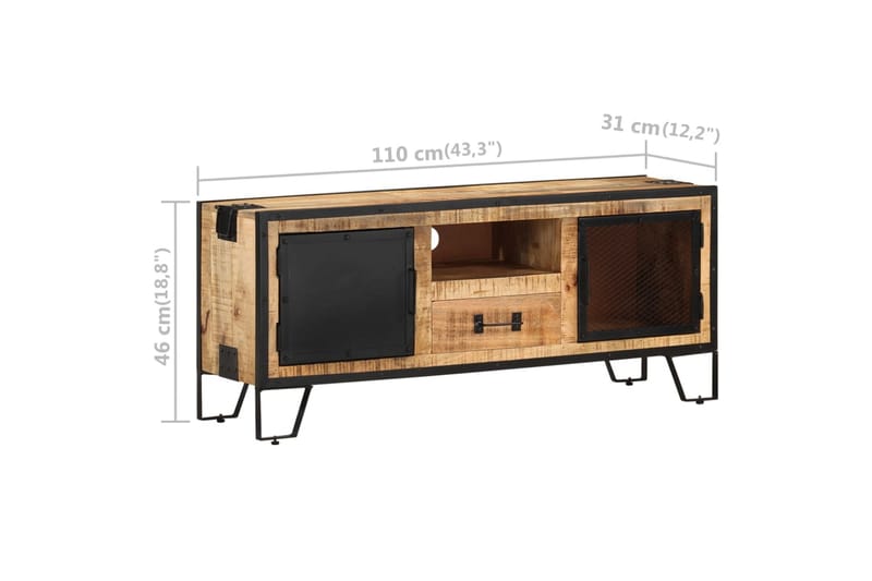 tv-skab 110x31x46 cm ru mangotræ - Flerfarvet - Møbler - TV borde & mediemøbler - TV-borde