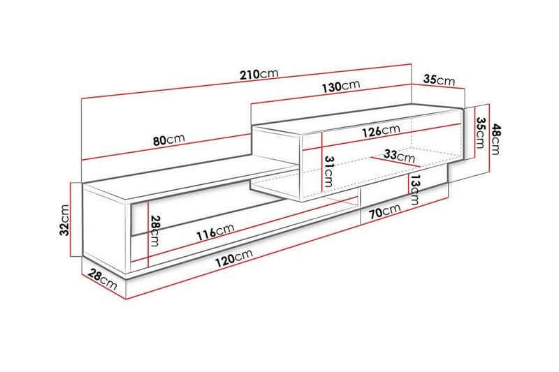 Carbost Tv-skab 210 cm - Hvid - Møbler - TV borde & mediemøbler - TV-skab