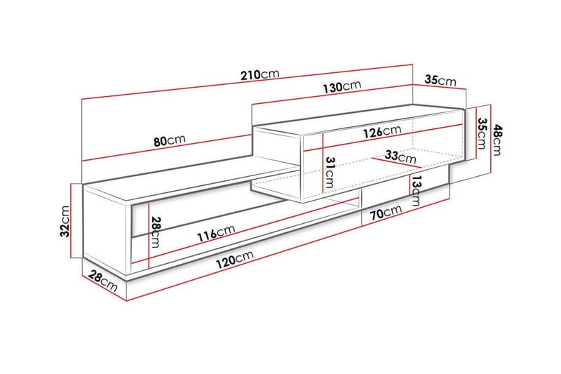 Carbost Tv-skab 210 cm - Sort - Møbler - TV borde & mediemøbler - TV-skab