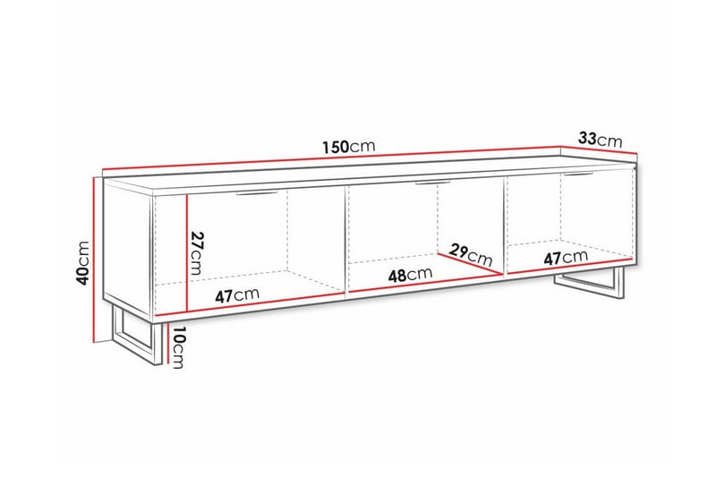 Galbally TV-skab 150 cm - Sort - Møbler - TV borde & mediemøbler - TV-skab