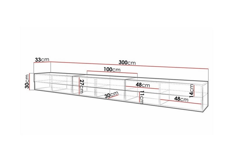 Galbally TV-skab 300 cm - Hvid - Møbler - TV borde & mediemøbler - TV-skab