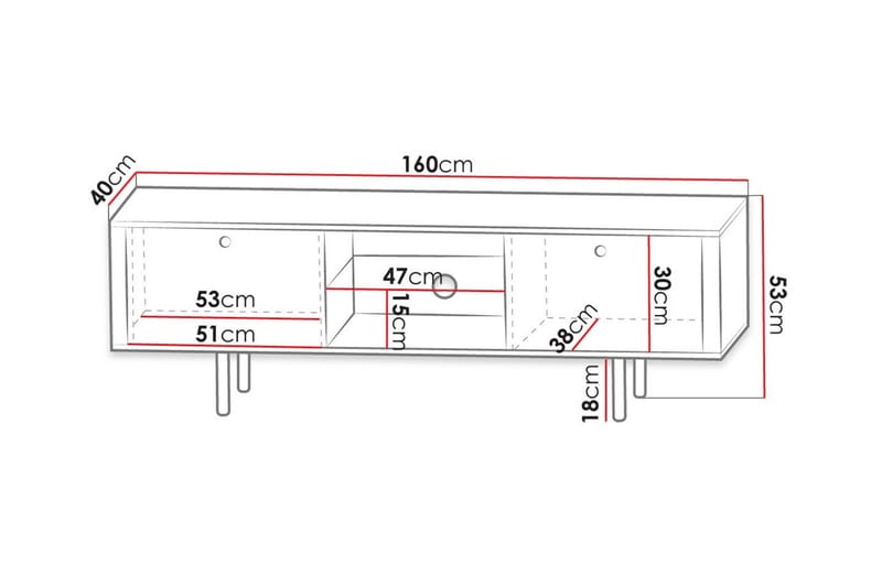 Glenndale TV-skab 160 cm - Sort - Møbler - TV borde & mediemøbler - TV-skab