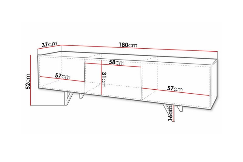 Glenndale TV-skab 180 cm - Hvid - Møbler - TV borde & mediemøbler - TV-skab