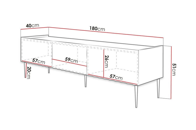 Glenndale TV-skab 180 cm - Sort - Møbler - TV borde & mediemøbler - TV-skab