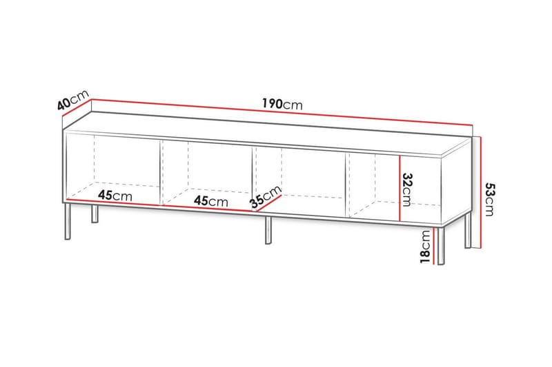 Glenndale TV-skab 190 cm - Hvid - Møbler - TV borde & mediemøbler - TV-skab