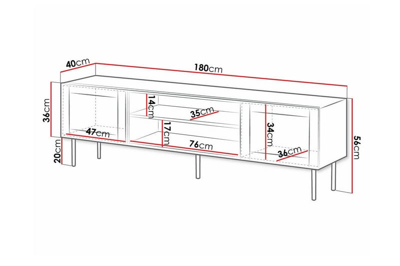 Juniskär TV-Skab 180 cm - Sort - Møbler - TV borde & mediemøbler - TV-skab