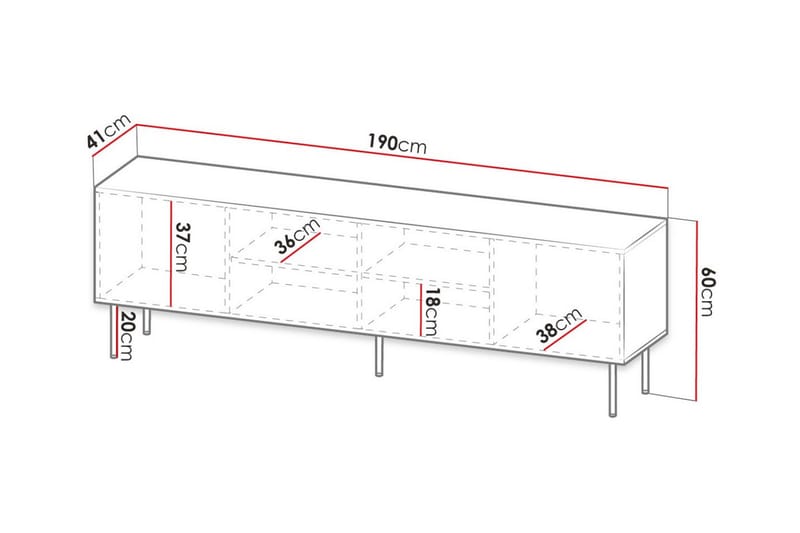 Juniskär TV-Skab 190 cm - Sort - Møbler - TV borde & mediemøbler - TV-skab