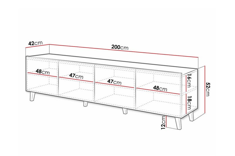 Juniskär TV-Skab 200 cm - Sort - Møbler - TV borde & mediemøbler - TV-skab