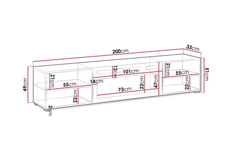 Juniskär TV-Skab 200 cm - Sort - Møbler - TV borde & mediemøbler - TV-skab