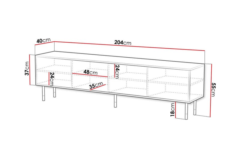 Juniskär TV-Skab 204 cm - Sort - Møbler - TV borde & mediemøbler - TV-skab