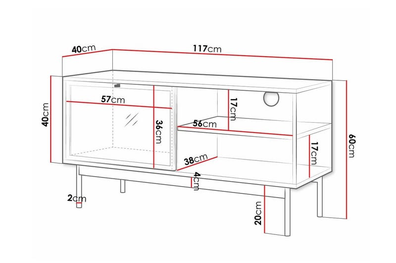 Kintore TV-skab 117 cm - Sort - Møbler - TV borde & mediemøbler - TV-skab