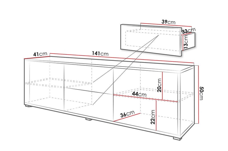 Kintore TV-skab 141 cm - Hvid - Møbler - TV borde & mediemøbler - TV-skab