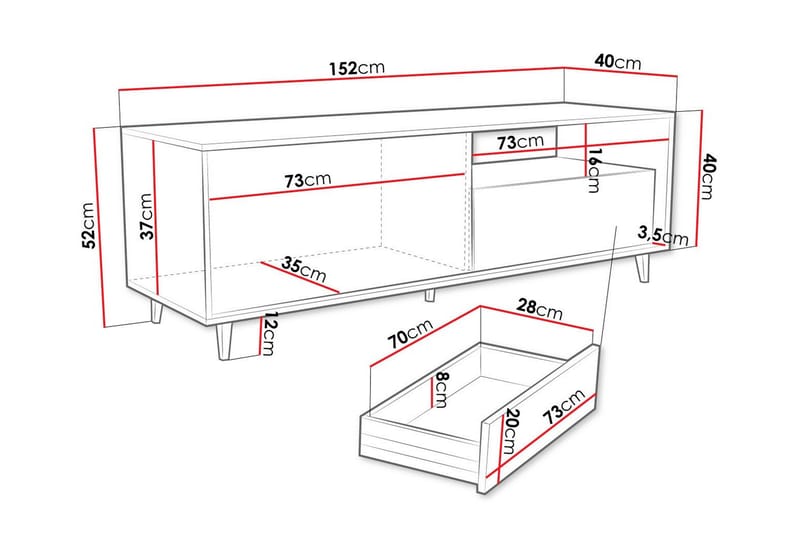 Kintore TV-skab 152 cm - Brun - Møbler - TV borde & mediemøbler - TV-skab