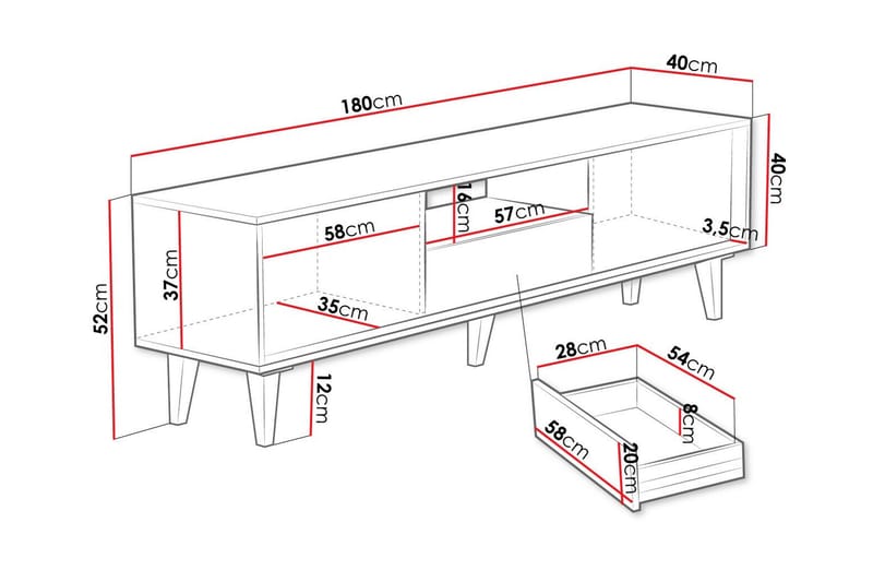 Kintore TV-skab 180 cm - Brun - Møbler - TV borde & mediemøbler - TV-skab