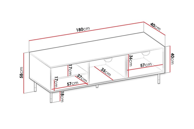 Kintore TV-skab 180 cm - Sort - Møbler - TV borde & mediemøbler - TV-skab