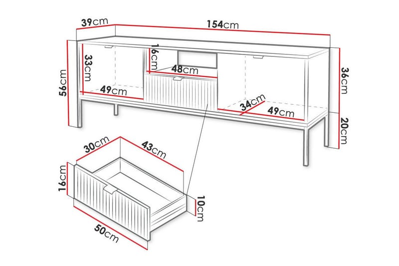 Klinkerville TV-skab 154 cm - Hvid - Møbler - TV borde & mediemøbler - TV-skab