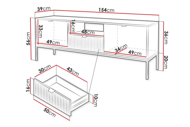 Klinkerville TV-skab 154 cm - Hvid - Møbler - TV borde & mediemøbler - TV-skab