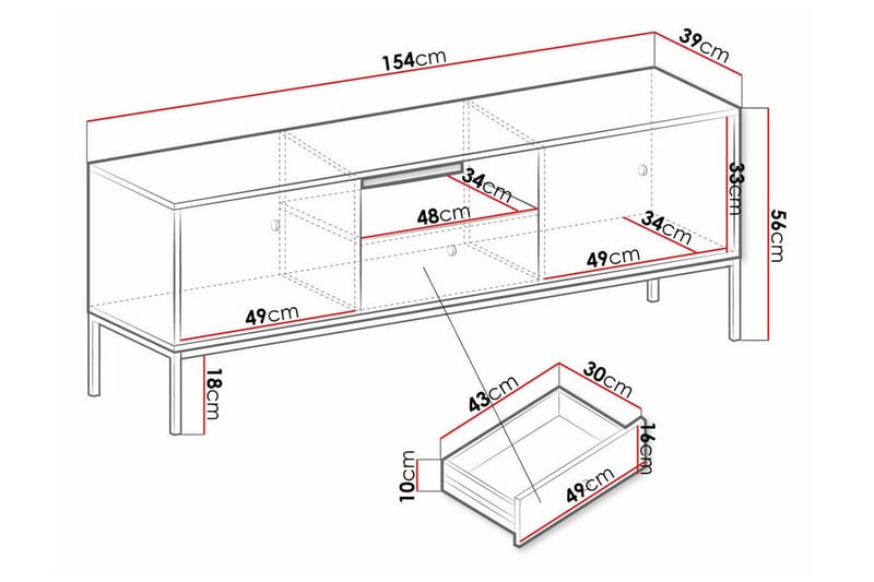 Klinkerville TV-skab 154 cm - Hvid - Møbler - TV borde & mediemøbler - TV-skab