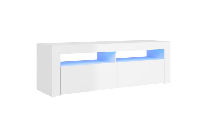 tv-skab med LED-lamper 120x35x40 cm hvid højglans - Hvid - Møbler - TV borde & mediemøbler - TV-borde